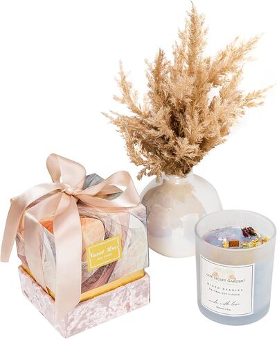 Healing Crystal Candle - 10oz Handmade Soy Candle with Crystals and Flowers Inside | Spiritual Gifts for Women | Elegantly Packaged in a Gift Box with a Real Ribbon. (Paris Garden) in Saudi Arabia