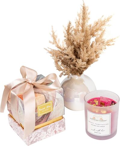 Healing Crystal Candle - 10oz Handmade Soy Candle with Crystals and Flowers Inside | Spiritual Gifts for Women | Elegantly Packaged in a Gift Box with a Real Ribbon. (Paris Garden) in Saudi Arabia