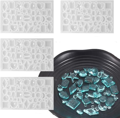 4 قطع قوالب الراتنج الأحجار الكريمة سيليكون، قوالب الراتنج المجوهرات، قوالب صب المجوهرات الراتنج لصنع الأقراط in Kuwait