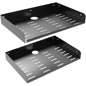 JINGCHENGMEI 2 Pcs of Metal Floating Shelf Modern Wall Mounted Storage Rack 12"*8" Deep Display Shelf in Living Room, Bedroom,Bathroom, Kitchen,Garage or Office (12 inches 2 Pcs)