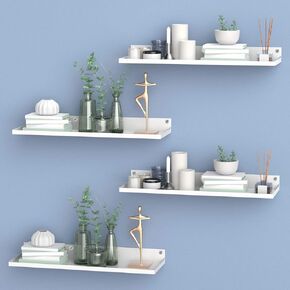 PEKGRIL Metal Wall Shelf Set of 2, 17x6 Inch Wall Display Shelf, Long Wall Mounted Floating Shelf with Lip, Shelves for Room Wall, Kitchen Shelf, Kids Display Shelves, Black Bathroom Shelf