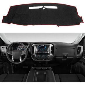 Dash Board Cover Fit for 2014-2018 Chevy Chevrolet Silverado 1500,GMC Sierra 1500,2015-2019 GMC Sierra 2500 3500 Dashboard Cover Mat Non-Slip Pad Carpet Sunshield Protector (Black Edge)