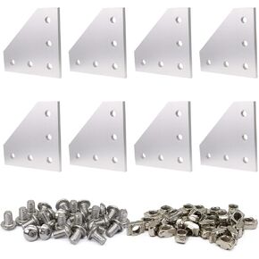 8Sets 10 Series L Connector 1010 Aluminum Extrusion Corner with 8PCS 10 Series Corner Bracket 1 Extruded Aluminum 40PCS Screws 1010 T Nut