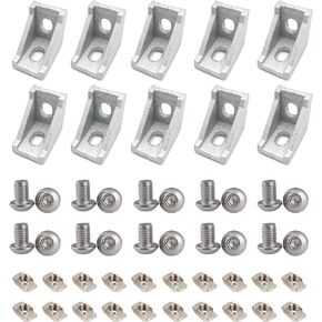 10PCS Extruded Aluminum Profile 4040 Corner Bracket Right Angle with Screws for 8mm Slot Aluminum Extrusion Profile 4040 Series (4040-Black-10 with Screws)