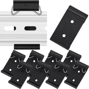 10 Pcs Din Rail Mount Clip 1.08 Inches Width Snap in Din Rail Universal Mounting Brackets Rail Fixed Clamp, Black Aluminum Alloy Relay Clip for 35mm Din Rail Switches and Injectors