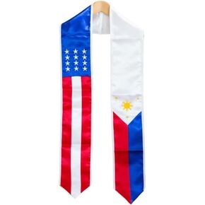 Philippines Flag Embroidered Graduation Stole | Sash | Scarf | Filipino Heritage Grad