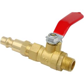 1/4 inch NPT Brass Ball Valve Kit Air Compressor Shut Off Valve With M-Stype Air Plug Fitting 1/4"NPT Male Thread 2 Part Unit