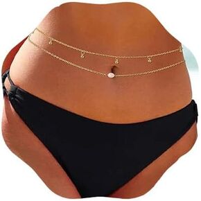 Layered Beads Waist Chain Bead Belly Chains Boho Sexy Waist Chain Pearl Body Chain Summer Beach Waist Body Jewelry Accessories for Women and Girls