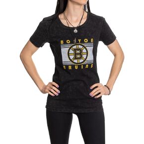 Calhoun NHL Womens Acid Wash Round Neck Block Logo T-Shirt