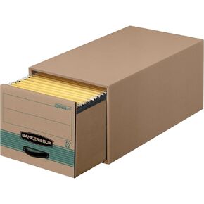 Banker's Box 6 Pack STOR/DRAWER STEEL PLUS 100% Recycled Extra Space Saving Filing Cabinet, Stacks 5 High, Letter, Kraft/Green