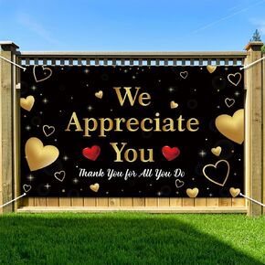 We Appreciate You Banner Backdrop, Thank You Banner for Employee Teacher Doctor Nurse Staff, Appreciation Party Decorations, Thank You for All You Do Sign Background