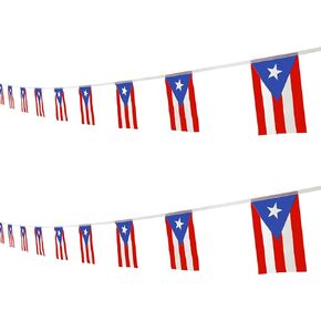 Puerto Rico Puerto Ricans String Banner Flag,16 ft 20 Mini Flags String, 5.5 x 8.2 Inch String Flag Banner, Indoor and Outdoor Party Decorations.