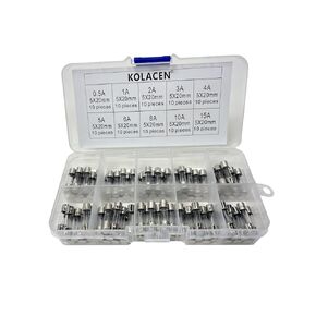 Quick Fast-Blow Ceramic Tube Fuse 5 x 20 mm Assorted Kit 0.5Amp 1Amp 2Amp 3Amp 4Amp 5Amp 6Amp 8Amp 10Amp 15Amp (Pack of 100)