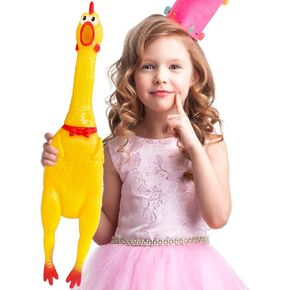 22 Inch Crazy Huge Rubber Chicken,Yellow Squeeze Chicken Toys,Squeaky Chicken Dog Toys,Squawking Prank Novelty Gag Gift