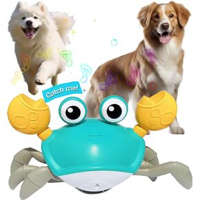 Crawling Crab Dog Toys,Escaping Crab Dog Toy with Obstacle Avoidance Sensor,Interactive Dog Toys with Music Sounds & Lights for Dogs Cats Puppy/Small/Medium Christmas Birthday Gifts Pets