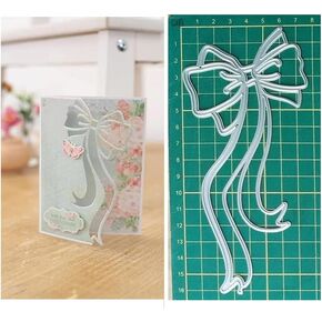 Streamer Bow Metal Cutting Die Cuts, DIY Crafts Template Streamer Bow Scrapbook Cards Cutting Dies Cut Stencils for DIY Embossing Card Making Decorative Paper Dies Scrapbooking