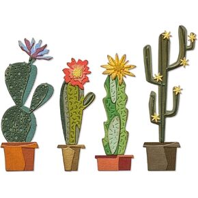 Sizzix Thinlits Die Set 9PK Funky Cactus by Tim Holtz, 665365, Multicolor