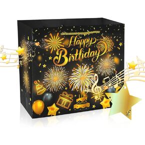 DTESL Lights Fireworks and Cheering Musical Gift Bag - Designed for Birthday,Birthday gift bags are given to wives husbands men and women-10" x 8.8" x 4"