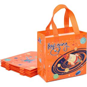 VGOODALL 6 Pack Reusable Dinosaur Gift Bags with Handles, Large 8x3.5x8 Inch Party Favor Bags for Kids Birthdays, Gift Wrapping