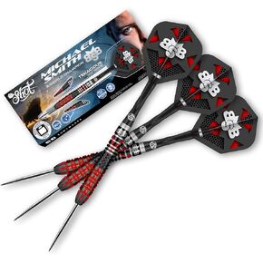 Shot! Darts Steel Tip, Michael Smith Tenacious (23g/25g/27g), 90% Tungsten Barrel, Front Weighted, Handcrafted Professional Dart Set & Flights Made in New Zealand, Metal Tip for Bristle Dartboard
