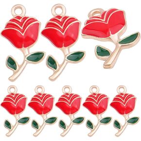 Aylifu Enamel Rose Flower Charm Pendant