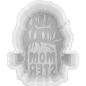 Halloween Mom Messy Bun Fall Frankenstein Momster Freshie Mold for Scented Cured Aroma Beads 4x3.25x0.8" Deep Western Country Resin, Car Candle, Soap, Freshie Oven Safe Silicone Heat Resistant