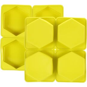 PATIKIL 4 Compartments Silicone Soap Mold, 2 Pack Hexagon Silicone Mold for Handmade Soap Lotion Bars, Bath Soap, Cake, Chocolate, Candles, Ice Cube Mold, Yellow
