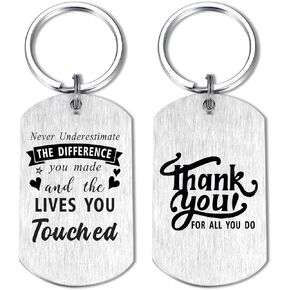 EE&YU Thank You Gifts Keychain, Going Away Gifts for Coworker Women, Colleague Appreciation Gifts Ideas, Never Underestimate the Difference You Made and the Life You Touched