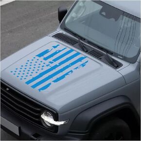 16.9''x30.7'' Distressed USA US Flag Sticker for Car Hood, Patriotic Old Glory Military Grunge Decals for Door Window Bumper, Auto Graphic US Flag Decoration for Most Cars, SUV, Truck (Black)