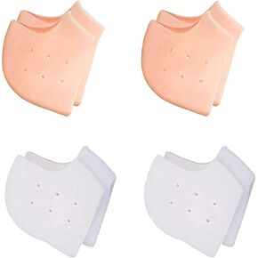 4 Pairs Heel Cups Silicone Protectors for Pains,Cracked Heels, Spurs, Plantar Fasciitis,Unisex Fit Gel Pads, Stocking Stuffers Men Women