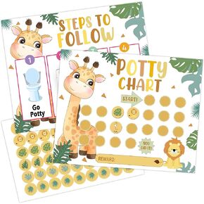 Potty Training Sticker Chart, Step to Follow, Zoo Animals Toilet Training Routine Chart with 216 Round Stickers for Toddlers Boys Girls Forming Good Habits - biaobiaoka-10​ in Kuwait
