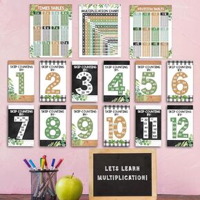 Hadley Designs 9 Farmhouse Multiplication Chart Poster For Wall-Multiplication Table Charts, Kids Multiplication Table Poster, Kids Multiplication Table Poster, Math Posters