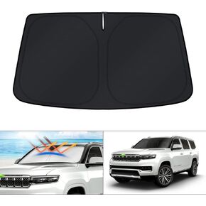 KUST Windshield Sun Shade for Jeep Grand Wagoneer 2022-2024 (Not for Jeep Wagoneer) Sunshade Window Sun Visor Protector Foldable Blocks UV Rays Keep Your Car Cooler