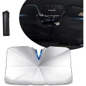 1 PC Car Front Windshield Sunshade, 57.08" x 31.1" Umbrella Style Sunshade, Retractable Light Shield, Interior Protection Accessory, Universal for Most Vehicles (Silver #Non-Opening Type)