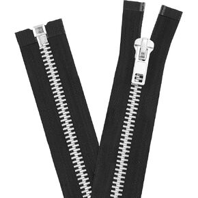 Mandala Crafts 23 Inch Zipper Heavy Duty Zippers - #10 Black Metal Zippers for Sewing - Gold Zipper Separating Zipper for Jacket Zippers Coat Zipper Upholstery Zippers