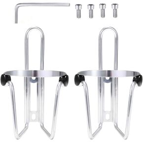 2 Pieces Bicycle Water Bottle Holder Aluminum Alloy Water Bottle Cages Bike Water Bottle Holder Cages Brackets Come with Screw and Allen Key for Most Bikes with Pre-Drilled Holes, Silver
