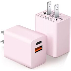 [2 Pack] USB C Wall Charger Block, Weganyt 20W Dual Port Type C Fast Charging Block for Apple Watch Series 8, Wall Charger Plug Adapter Charger Cube Compatible with iPhone 15 Pro Max/15 Plus/14, iPad
