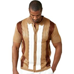 Men’s Short Sleeve Knit Sports Shirt - Modern Polo Vintage Classics: Mélange Panel