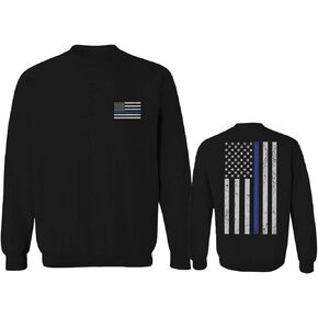 VICES AND VIRTUES American Flag Thin Blue Line USA Police Support Lives Matter men's Crewneck Sweatshirt
