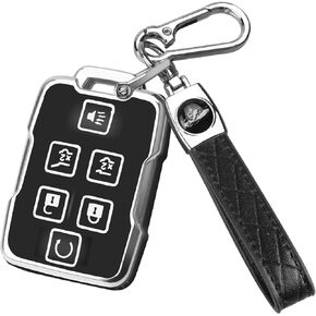 QBUC for Chevy Key Fob Cover,Soft TPU Car Key Case Protector with Leather Keychain Compatible with Chevy Silverado 1500 2500HD 3500HD Tahoe Suburban Colorado Canyon GMC Sierra Yukon smart key(White)