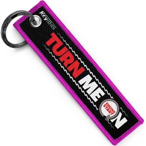 KEYTAILS Keychains, Premium Quality Key Tag for Motorcycle, Scooter, ATV, UTV [Turn Me On, Ride Me] Red