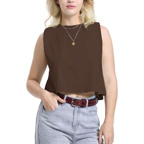 Crop Tops for Women Womens Summer Crop Tank Top Loose Fit Flowy Cropped Tank Tops Workout Crop Sleeveless Tee