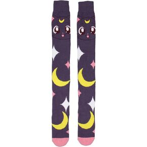 Bioworld Sailor Moon Crystal Women's Luna Character Design Over Knee High Non-Slip Socks