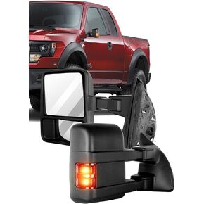 ECCPP Tow Mirrors Replacement fit for 2008-2016 for Ford for F250 for F350 for F450 for F550 Super Duty Towing Mirrors Black Manual Control Turn Signal Light Driver & Passenger Side Pair Mirrors