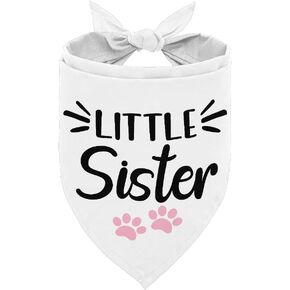 Dog Bandana, Little Sister Dog Bandana, Dog Scarf Classical Plaid Printing, Dog Scarf Accessories, Dog Bandana Pet Scarf, Pet Baby Announcement Scarf Gender Reveal Accessories, Dog Bandana Gift (G16)