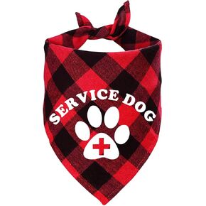 Funny Red Plaid Cotton Triangle Service Dog Bandana for Photograph Birthday Party Props Scarf Scarves Decorations, Pet Dog Lovers Owner Gift in Kuwait