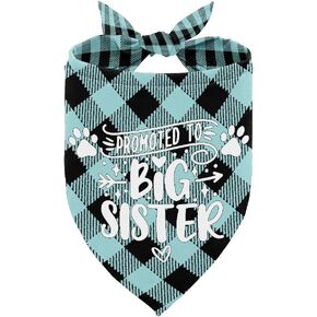 Dog Bandana, Promoted to Big Sister Dog Bandana, Dog Scarf Classical Plaid Printing, Dog Scarf Accessories, Dog Bandana Pet Scarf, Pet Plaid Scarf Gender Reveal Accessories, Dog Bandana Gift (F15)