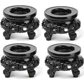 4Pcs Black Wooden Display Stand for Crystal Sphere Quartz Ball Holder Hollow Wood Stand Base for Crystal Ball Sphere Globe Stone Decoration Display Pedestals Display Stands Display Stands Home Decor
