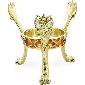 BestPysanky Eagles Gold Tone Metal Ostrich Egg Sphere Stand Holder Display 3.4 Inches Tall