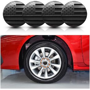 4PCS Wheel Center Cap Stickers with 3D American Flag Emblem 56mm Center for Rims Car Decorations Automotive Accessories Waterproof Wheel Hub Cap for Car Sedan Truck SUV, Black Flag
